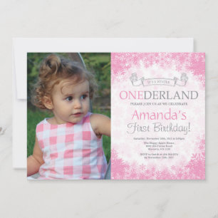 Invitation Winter Onederland Girl 1er Anniversaire Photo