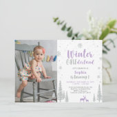 Invitation Winter Onederland, Girl First Photo Anniversaire (Debout devant)