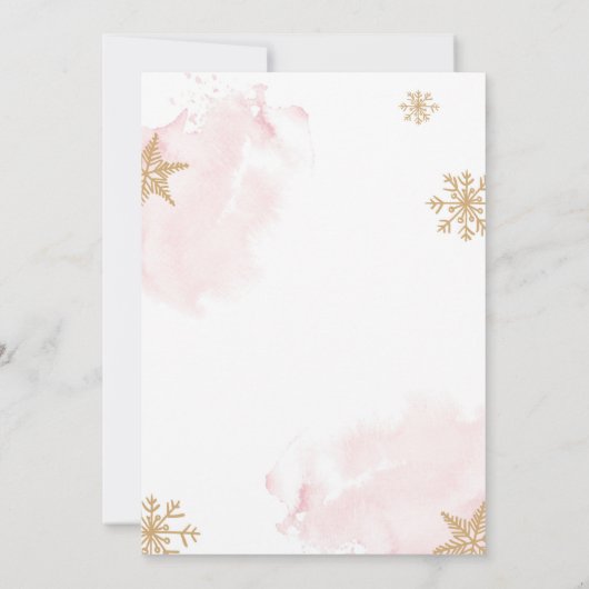 Invitation Winter Onederland Girl Rose or 1er anniversaire (Dos)