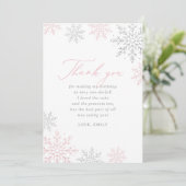 Invitation Winter Onederland Glitter Birthday Thank You Card (Debout devant)