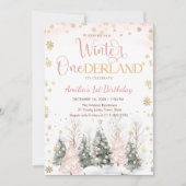 Invitation Winter Onederland Gold Snowflakes 1st Birthday (Devant)