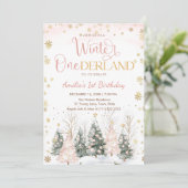 Invitation Winter Onederland Gold Snowflakes 1st Birthday (Debout devant)