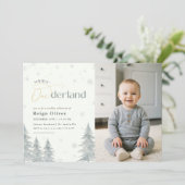 Invitation Winter Onederland Kid Photo First Birthday Party (Debout devant)