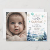 Invitation Winter onederland merveilleuse photo anniversaire (Devant)