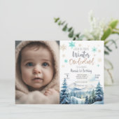 Invitation Winter onederland merveilleuse photo anniversaire (Debout devant)