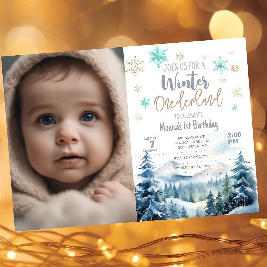 Invitation Winter onederland merveilleuse photo anniversaire
