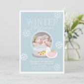 Invitation Winter Onederland Neige Globe Bleu 1er anniversair (Debout devant)
