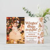Invitation Winter Onederland Noël Cookie Anniversaire Photo (Debout devant)