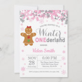Invitation Winter Onederland Noël Fille 1er anniversaire (Devant)