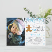 Invitation Winter Onederland Noël Garçon 1er anniversaire Pho (Debout devant)