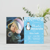 Invitation Winter Onederland Penguin Boy 1er anniversaire (Debout devant)