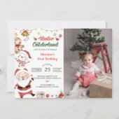 Invitation Winter Onederland Père Noël Noël Anniversaire Phot (Devant)