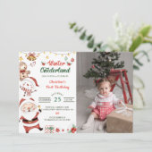 Invitation Winter Onederland Père Noël Noël Anniversaire Phot (Debout devant)