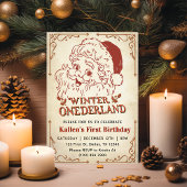 Invitation Winter Onederland Père Noël Retro Noël Party