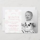 Invitation Winter Onederland Pink Photo 1er anniversaire (Devant)