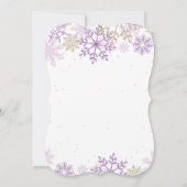 Invitation Winter Onederland Purple et Gold Snowflake Invitat (Dos)