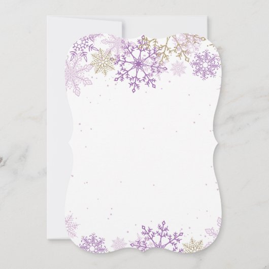 Invitation Winter Onederland Purple et Gold Snowflake Invitat (Dos)