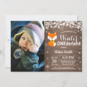 Invitation Winter Onederland Renard rustique 1er anniversaire (Devant)