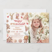 Invitation Winter Onederland rose Noël Cookie Photo (Devant)