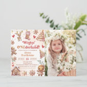 Invitation Winter Onederland rose Noël Cookie Photo (Debout devant)