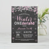 Invitation Winter Onederland Rose Silver Girl 1er anniversair (Debout devant)