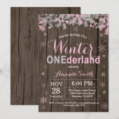 Invitation Winter Onederland Rose Silver Girl 1er anniversair (Devant / Derrière)
