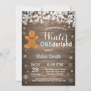 Invitation Winter Onederland Rustic Boy 1er anniversaire