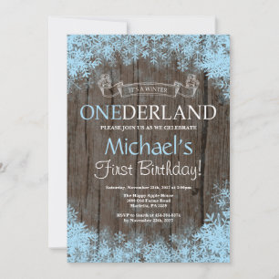 Invitation Winter Onederland Rustic Boy 1er anniversaire