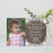 Invitation Winter Onederland Rustic Boy 1er Anniversaire Phot (Debout devant)