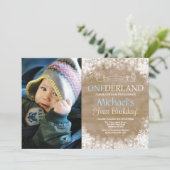 Invitation Winter Onederland Rustic Boy 1er Anniversaire Phot (Debout devant)
