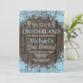 Invitation Winter Onederland Rustic Boy 1st Birthday (Debout devant)