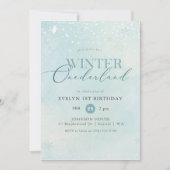 Invitation Winter Onederland Silver Glitter Baby 1st Birthday (Devant)