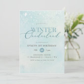 Invitation Winter Onederland Silver Glitter Baby 1st Birthday (Debout devant)