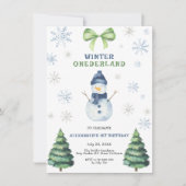 Invitation Winter Onederland Snowman 1er anniversaire (Devant)