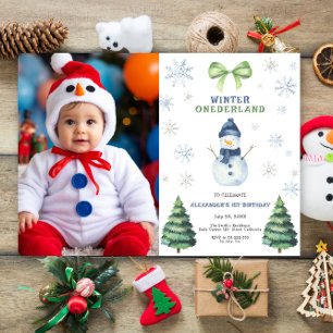 Invitation Winter Onederland Snowman 1er anniversaire