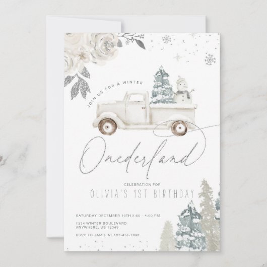 Invitation Winter Onederland Snowman 1er Anniversaire Invitat (Devant)