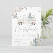 Invitation Winter Onederland Snowman 1er Anniversaire Invitat (Debout devant)