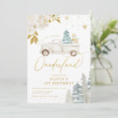 Invitation Winter Onederland Snowman 1er Anniversaire Invitat (Debout devant)