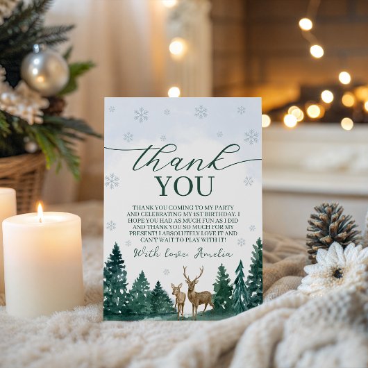 Invitation Winter ONEderland Thank You Card
