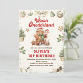 Invitation Winter Onederland Vert Noël Cookie Anniversaire (Debout devant)