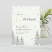 Invitation Winter Onederland Watercolor First Birthday Party (Debout devant)