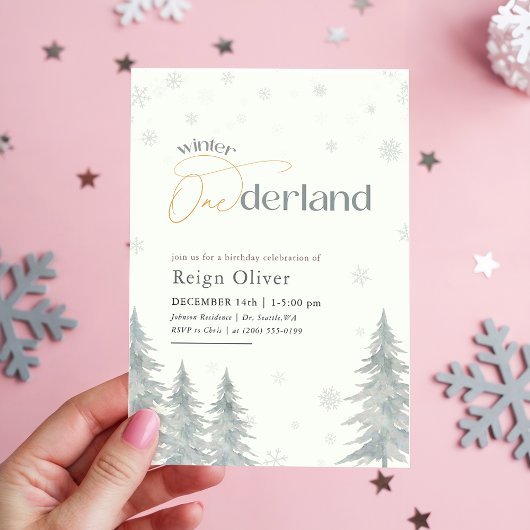 Invitation Winter Onederland Watercolor First Birthday Party