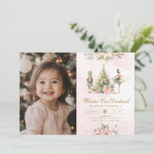 Invitation Winter Onederland Whimsical 1er anniversaire photo (Debout devant)