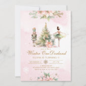 Invitation Winter Onederland Whimsical 1st birthday Brunette (Devant)