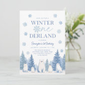 Invitation Winter Onederland Woodland Animals 1st Birthday (Debout devant)