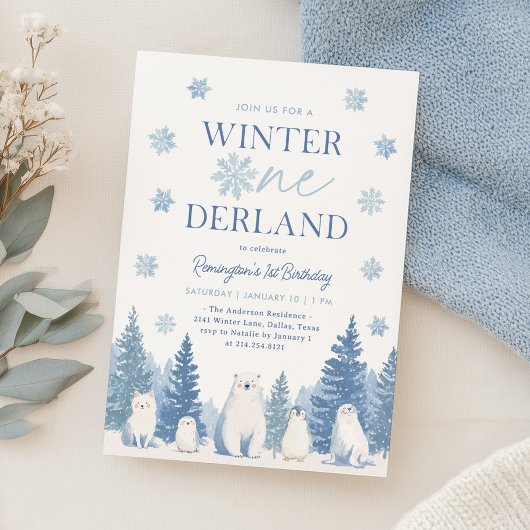Invitation Winter Onederland Woodland Animals 1st Birthday