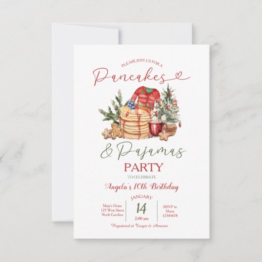 Invitation Winter Pancakes & Pajamas Cookies Gingerbread (Devant)