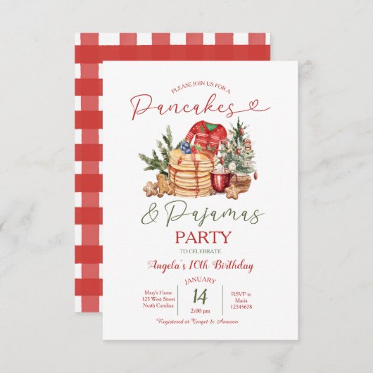 Invitation Winter Pancakes & Pajamas Cookies Gingerbread (Devant / Derrière)