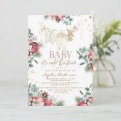 Invitation Winter Pastel Florals Outside Baby Shower  (Debout devant)
