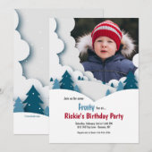 Invitation Winter Paysage Photo Fête de naissance (Devant / Derrière)
